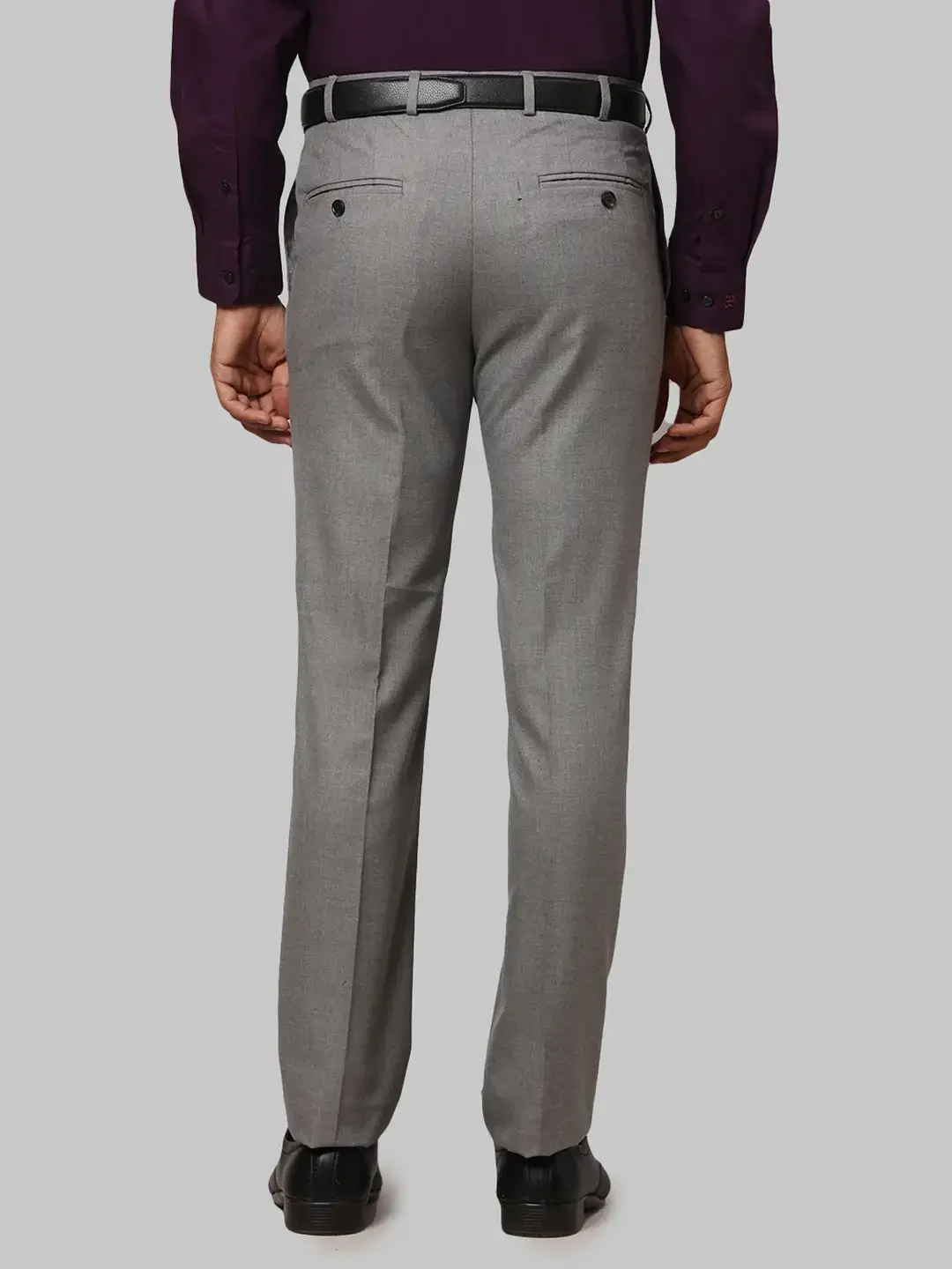 Men Grey Slim Fit Structure Polyester Blend Trouser - Image 4