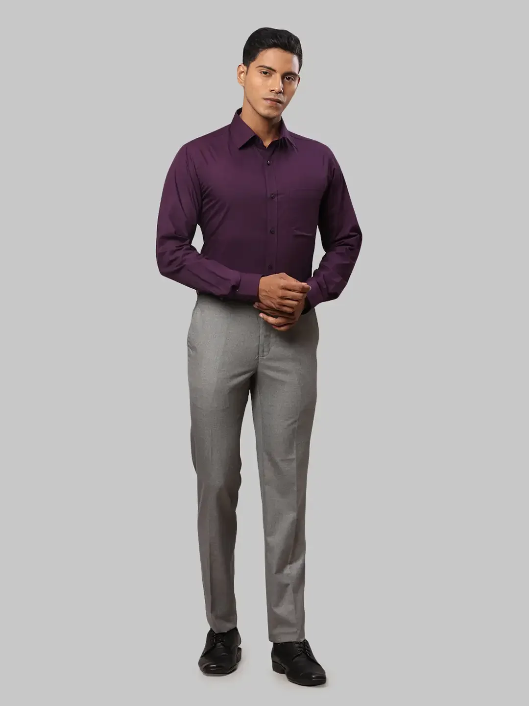 Men Grey Slim Fit Structure Polyester Blend Trouser - Image 5