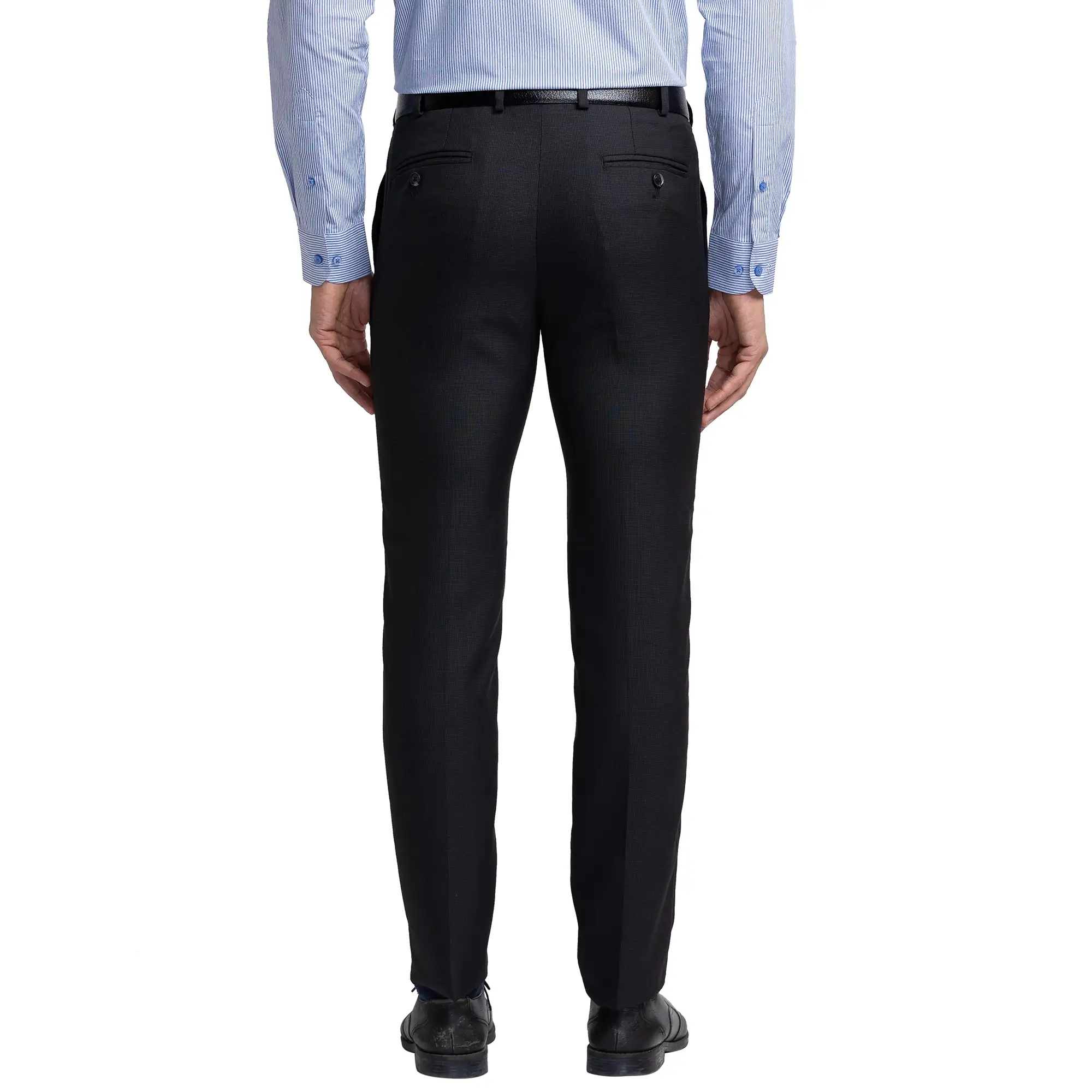 Men Grey Slim Fit Structure Polyester Blend Trouser - Image 4