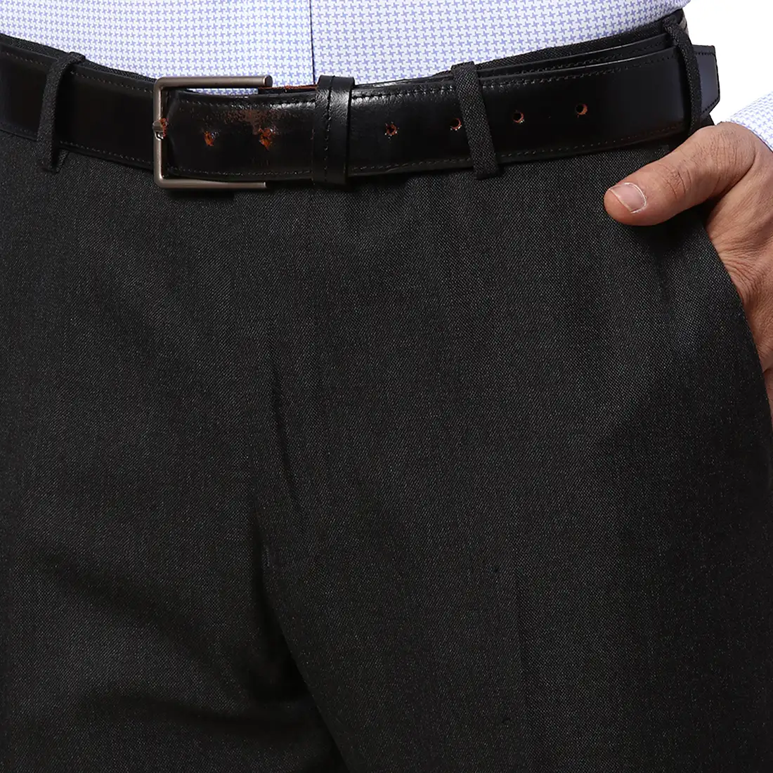 Park Avenue Men Grey Slim Fit Structured Polyester Blend Trouser - Image 7