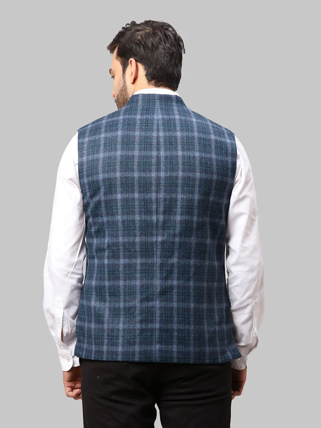 Men Grey Slim Fit Wool Waist Coat - Image 4