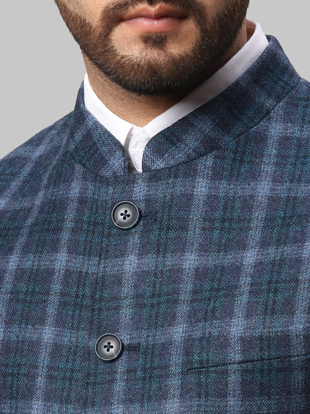 Men Grey Slim Fit Wool Waist Coat - Image 6