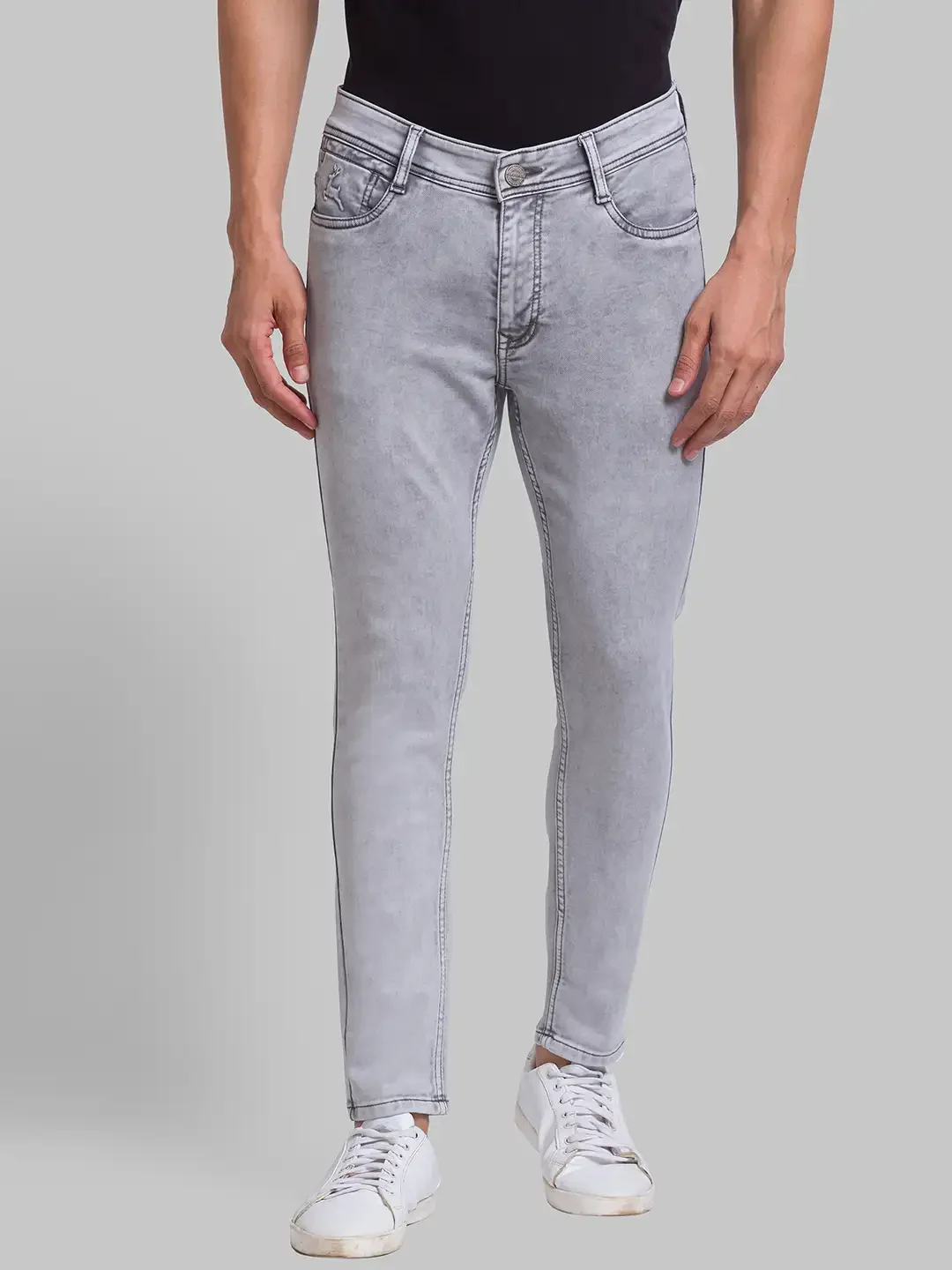 Men Grey Slim Tapered Fit Cotton Blend Jeans