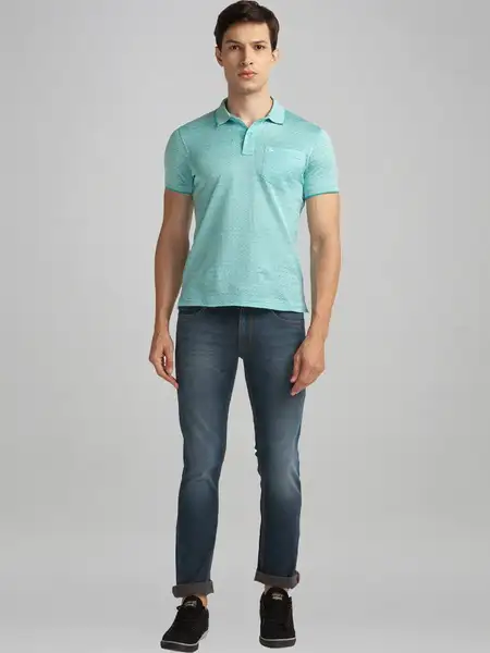 Men Grey Slim Tapered Fit Plain Cotton Blend Jeans - Image 3
