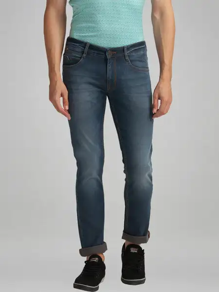 Men Grey Slim Tapered Fit Plain Cotton Blend Jeans - Image 5