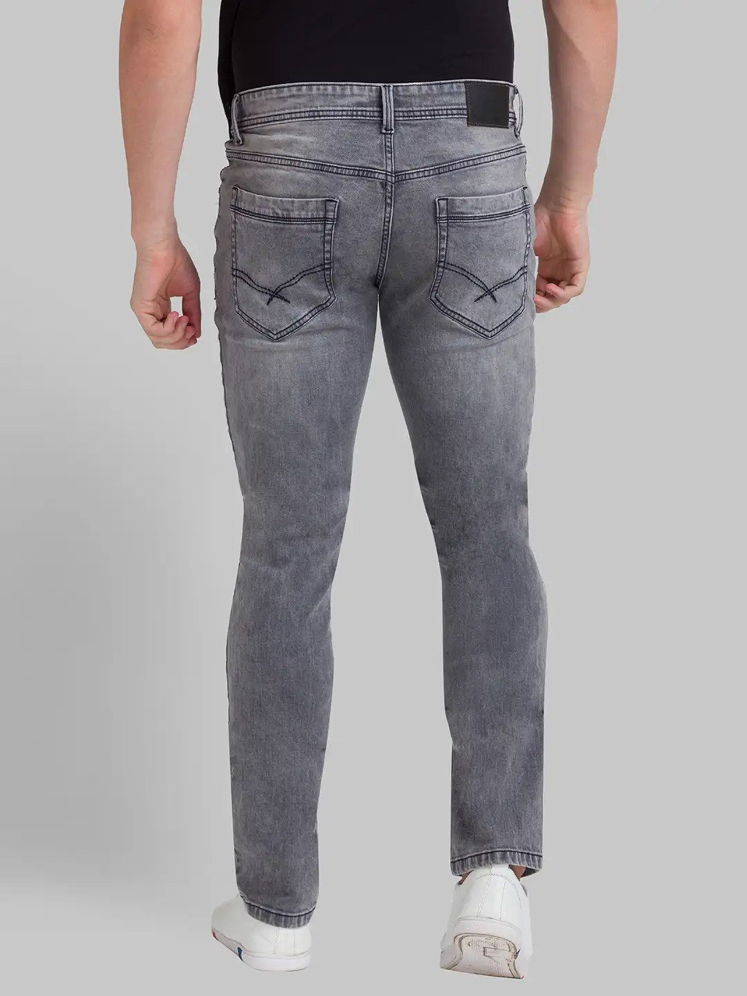Men Grey Slim Tapered Fit Twill Cotton Blend Jeans - Image 3