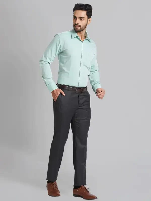 Men Grey Smart Fit Checks Polyester Blend Trouser - Image 5