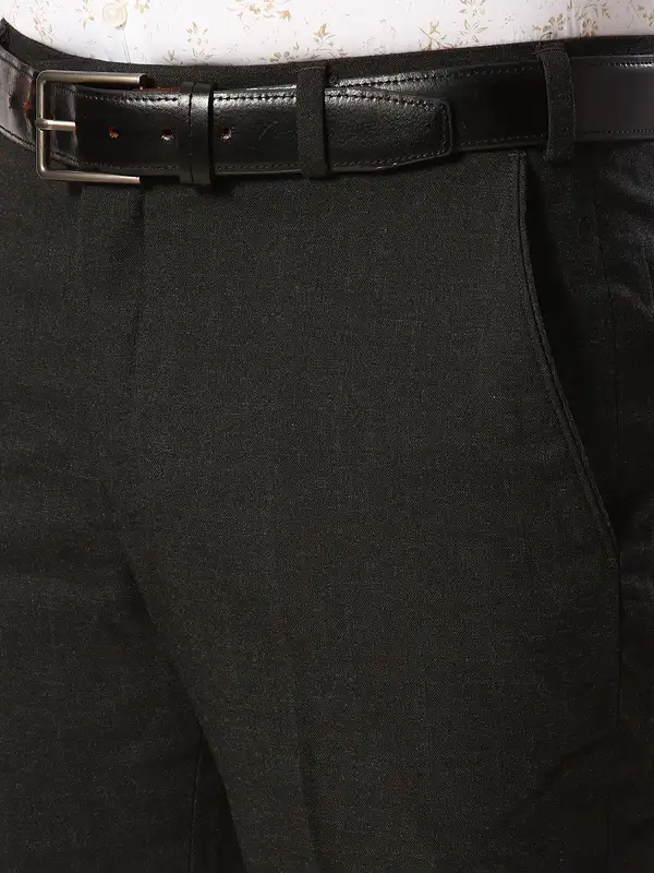 Men Grey Smart Fit Checks Polyester Blend Trouser - Image 6