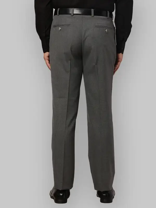 Men Grey Smart Fit Plain Polyester Blend Trouser - Image 5