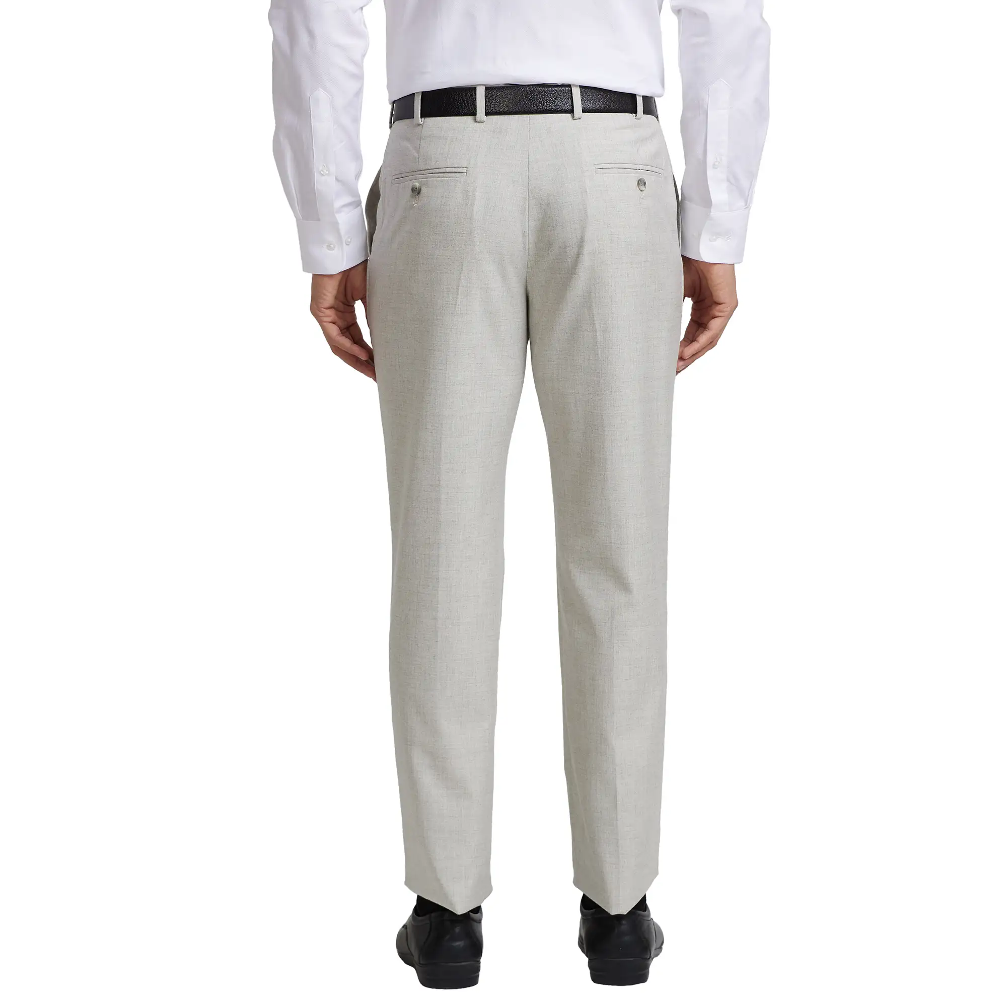 Park Avenue Men Grey Smart Fit Plain Trouser - Image 5