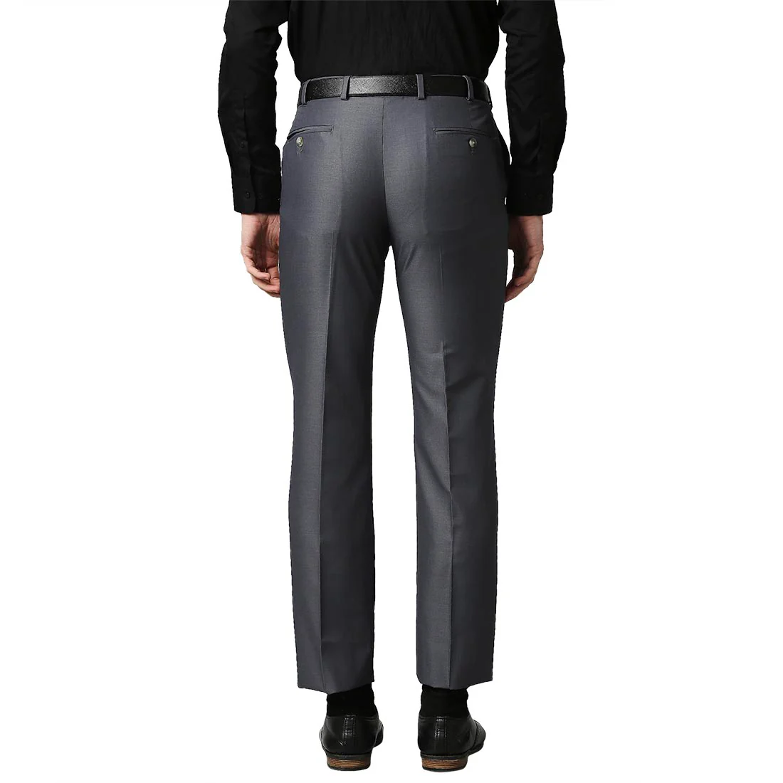 Men Grey Smart Fit Solid Terry Rayon Blend Trouser - Image 4