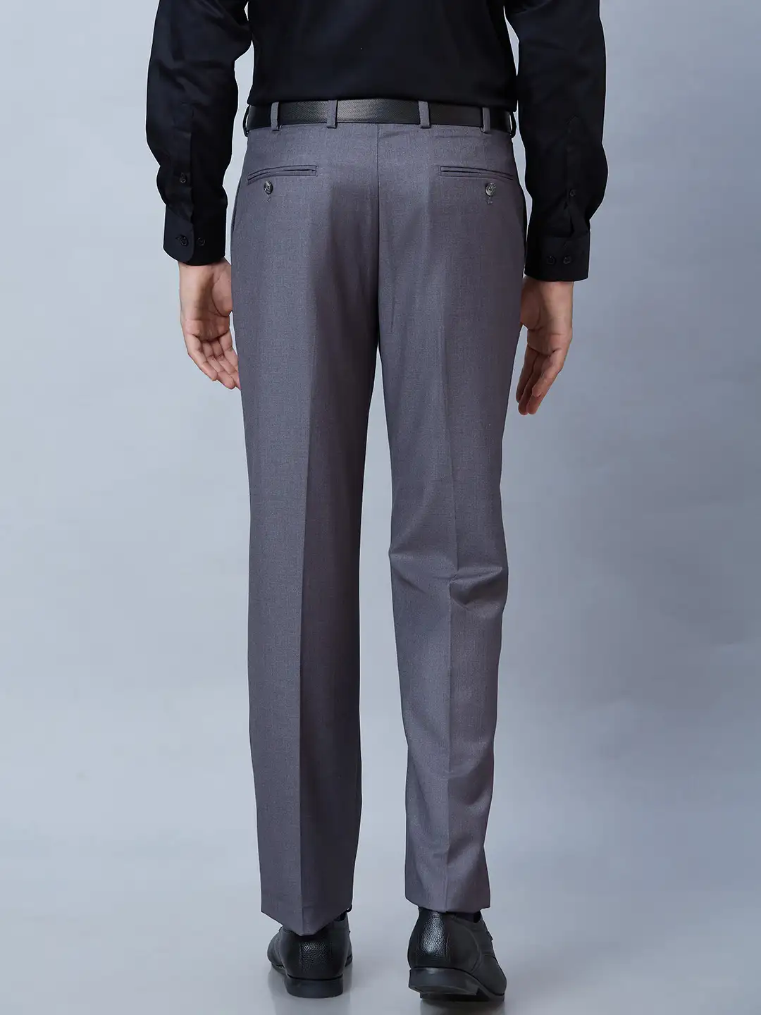 Men Grey Smart Fit Solid Terylene Blend Trouser - Image 4