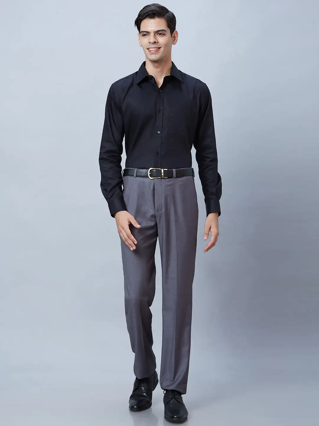 Men Grey Smart Fit Solid Terylene Blend Trouser - Image 5