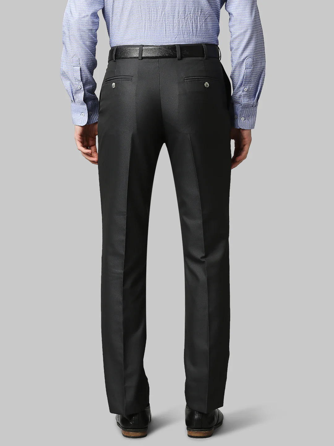 Men Grey Smart Fit Structure Polyester Blend Trouser - Image 4