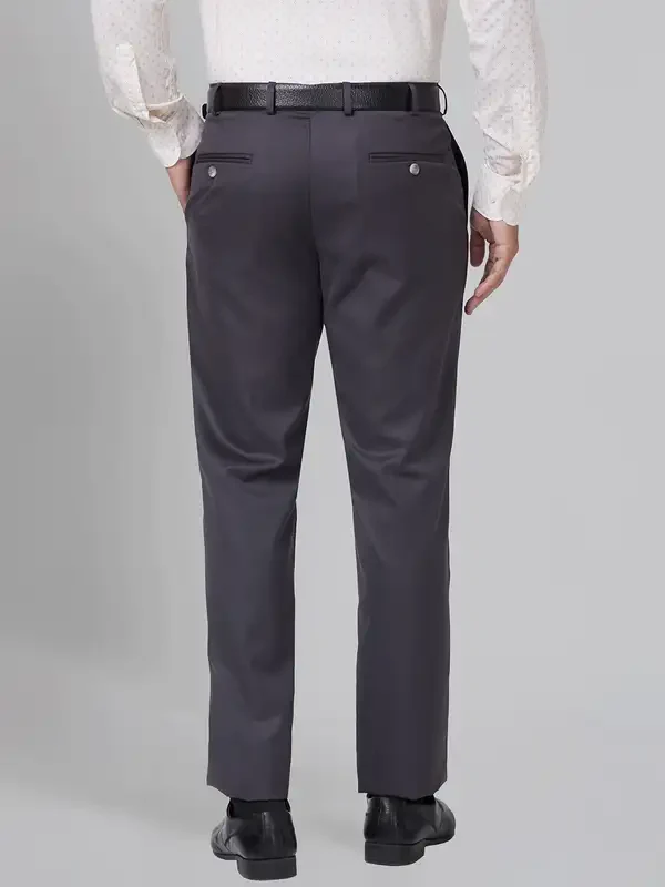 Park Avenue Men Grey Smart Fit Structure Trouser - Image 5