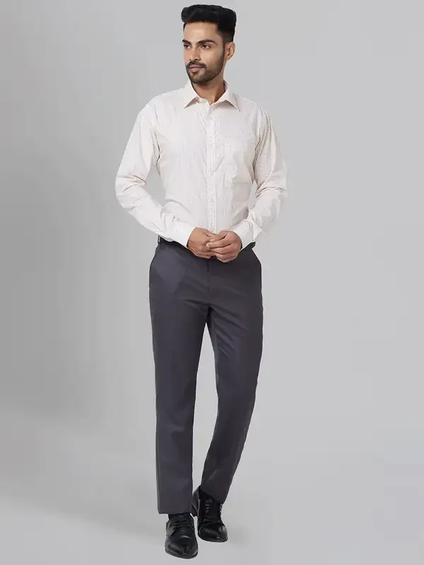 Park Avenue Men Grey Smart Fit Structure Trouser - Image 6