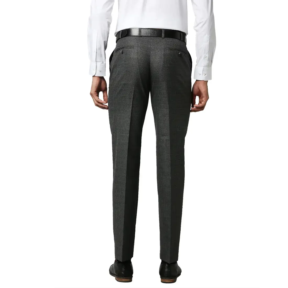 Men Grey Smart Fit Structure Polyester Blend Trouser - Image 4