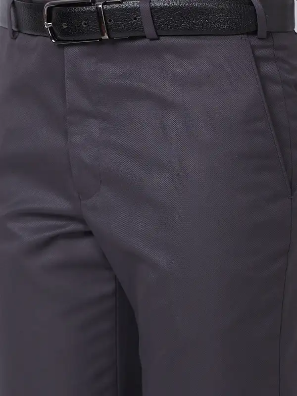 Park Avenue Men Grey Smart Fit Structure Trouser - Image 7