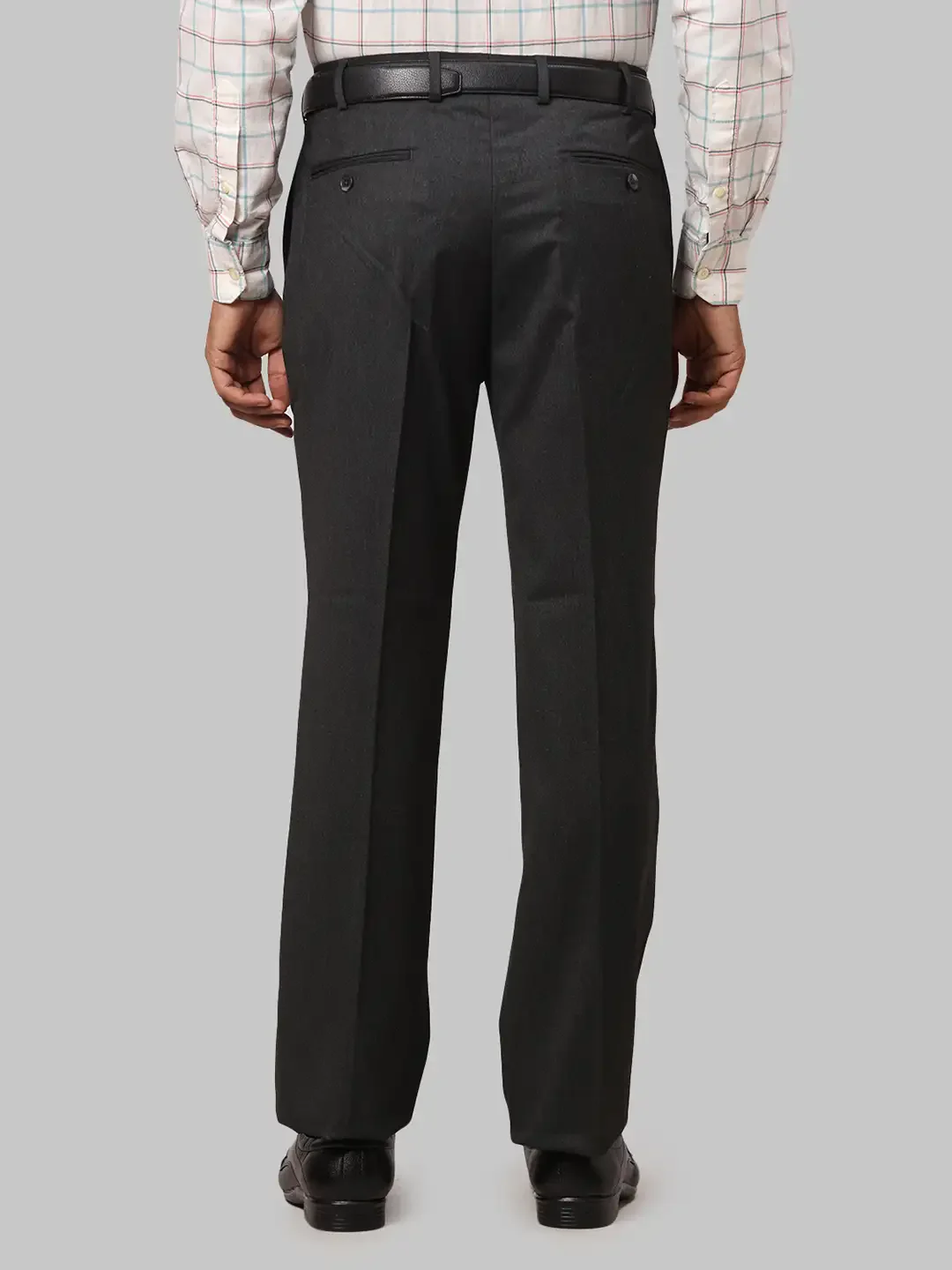 Men Grey Smart Fit Structure Polyester Blend Trouser - Image 4