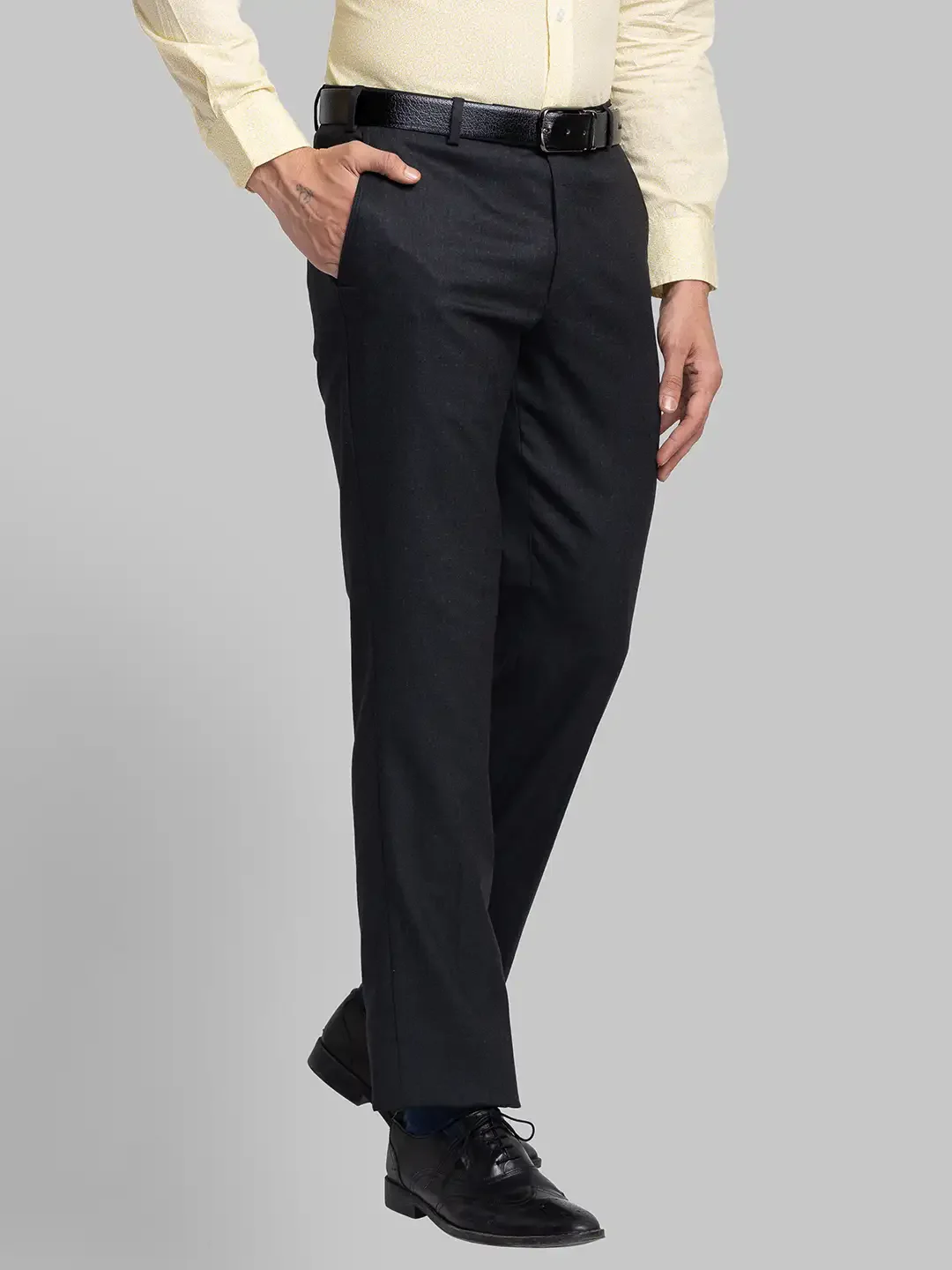 Men Grey Smart Fit Twill Polyester Blend Trouser - Image 2
