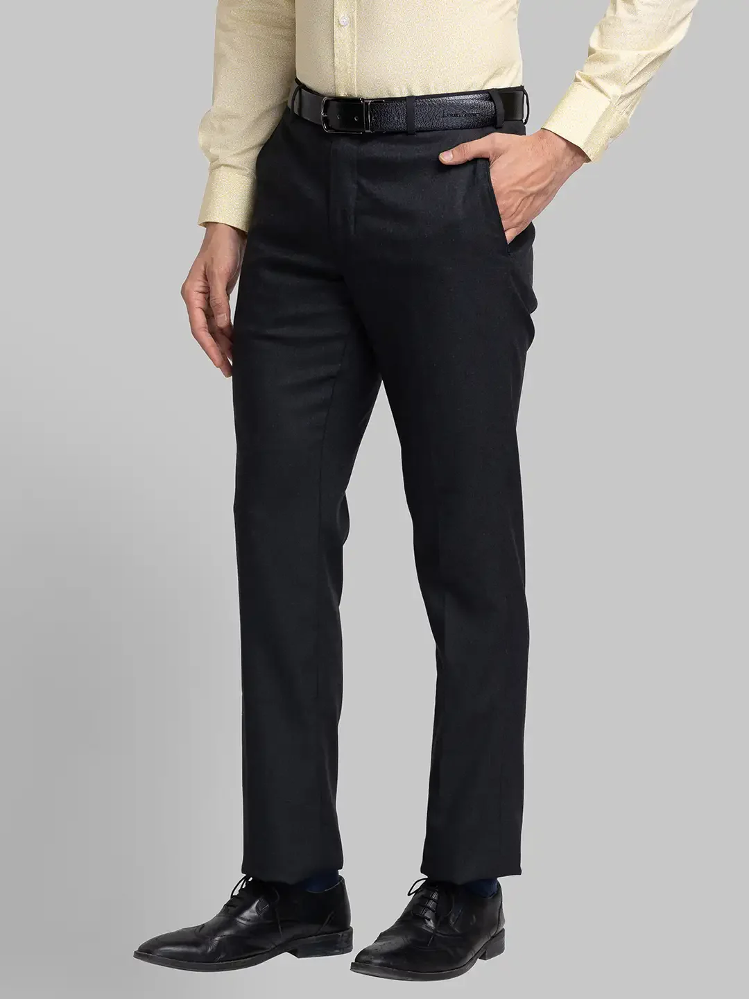 Men Grey Smart Fit Twill Polyester Blend Trouser - Image 3