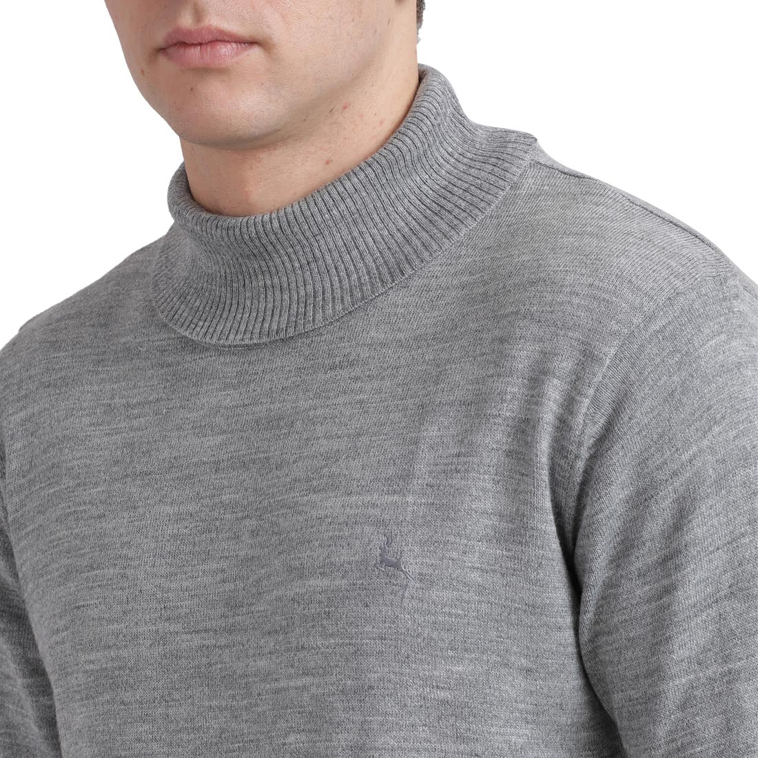 Men Grey Solid Acrylic Blend Full Sleeve Sweaters - Image 6
