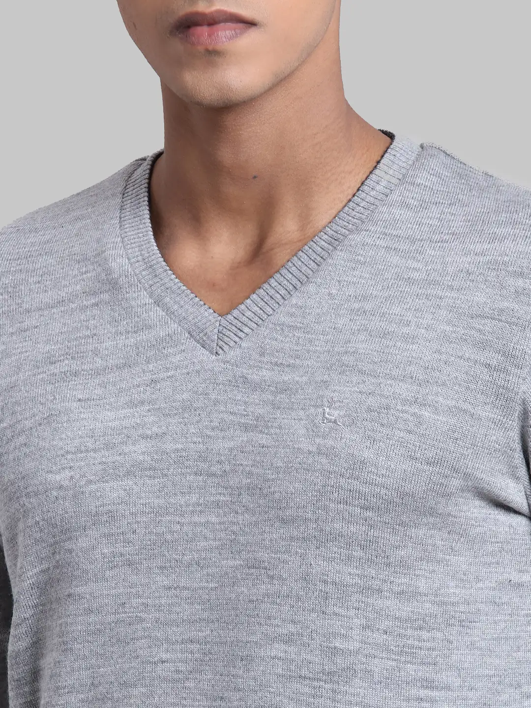 Men Grey Solid Acrylic Full Sleeve Sweaters - Image 6