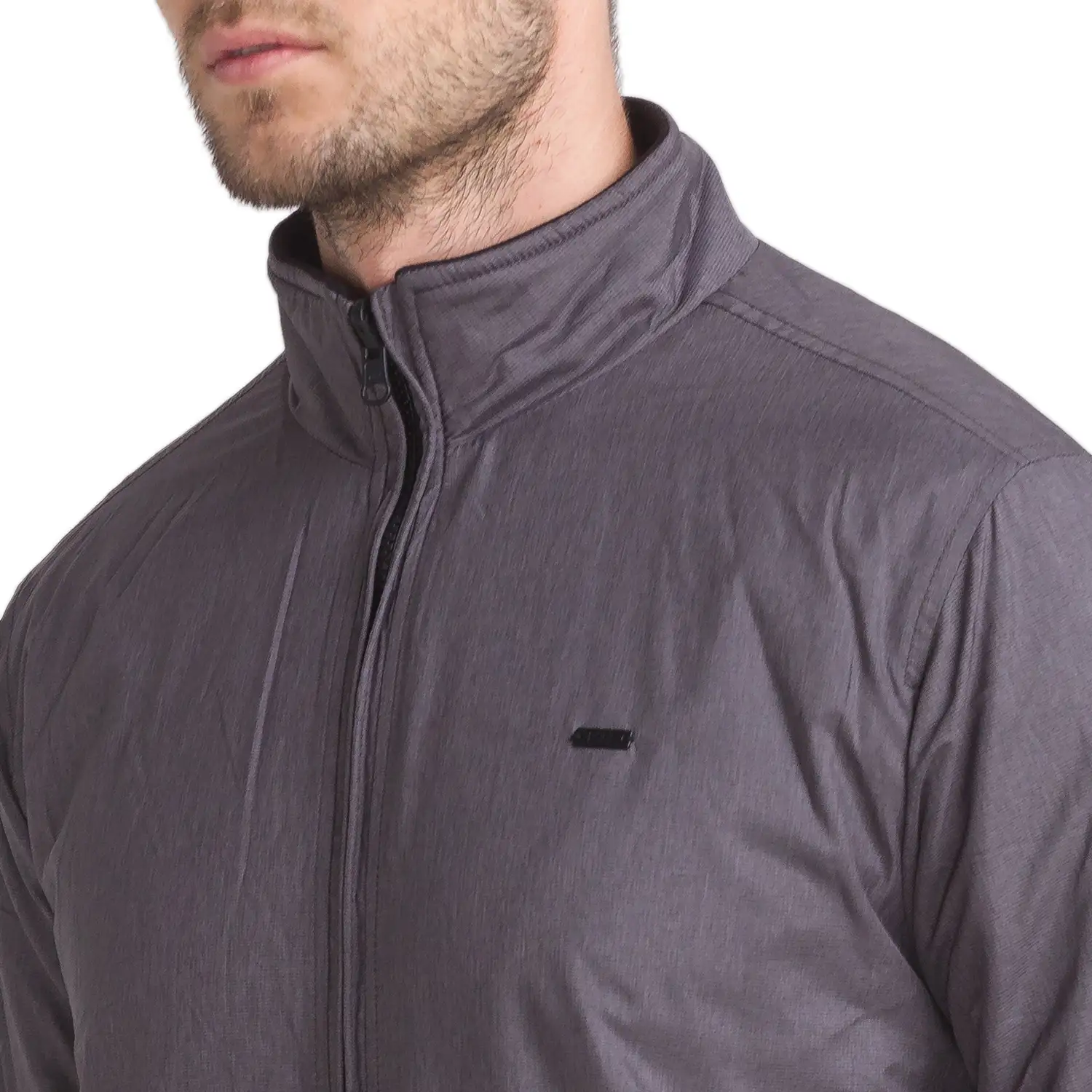 Men Grey Solid Polyester Full Sleeve Jackets - Image 6
