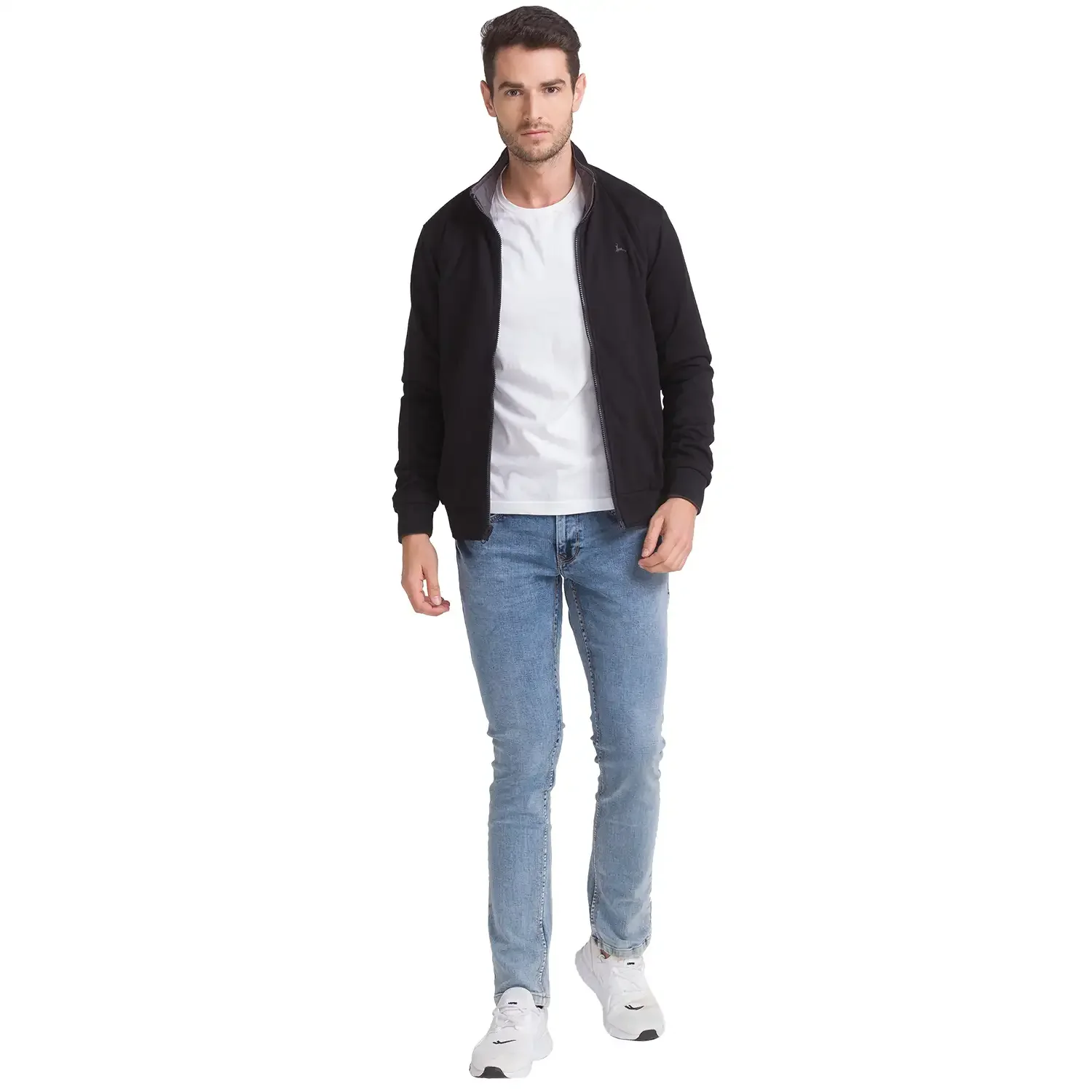 Men Grey Solid Polyester Full Sleeve Jackets - Image 8