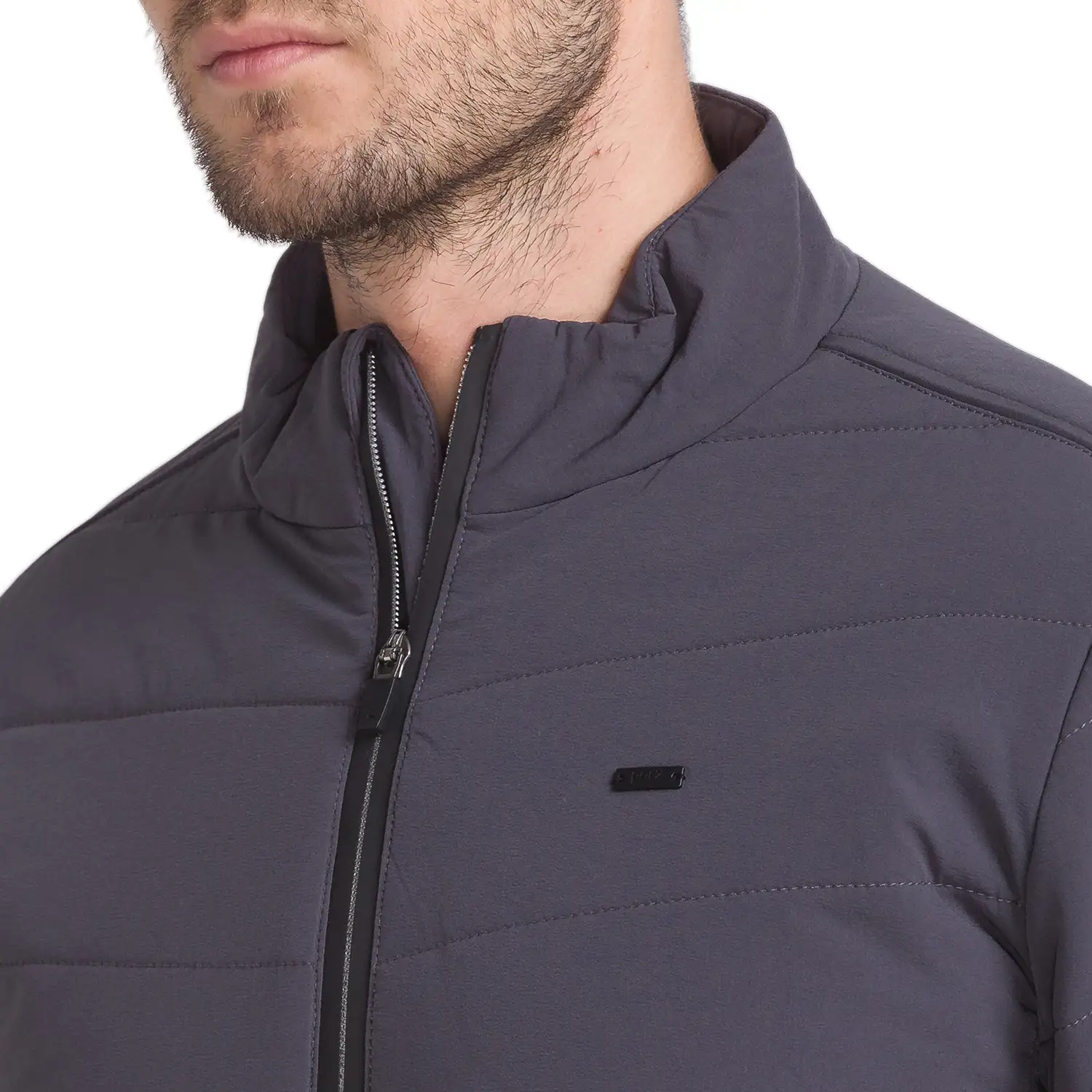 Men Grey Solid Polyester Full Sleeve Jackets - Image 6