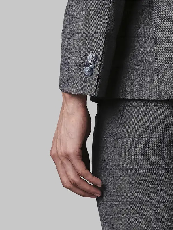 Men Grey Super Slim Fit Checks Polyester Blend Suit - Image 7
