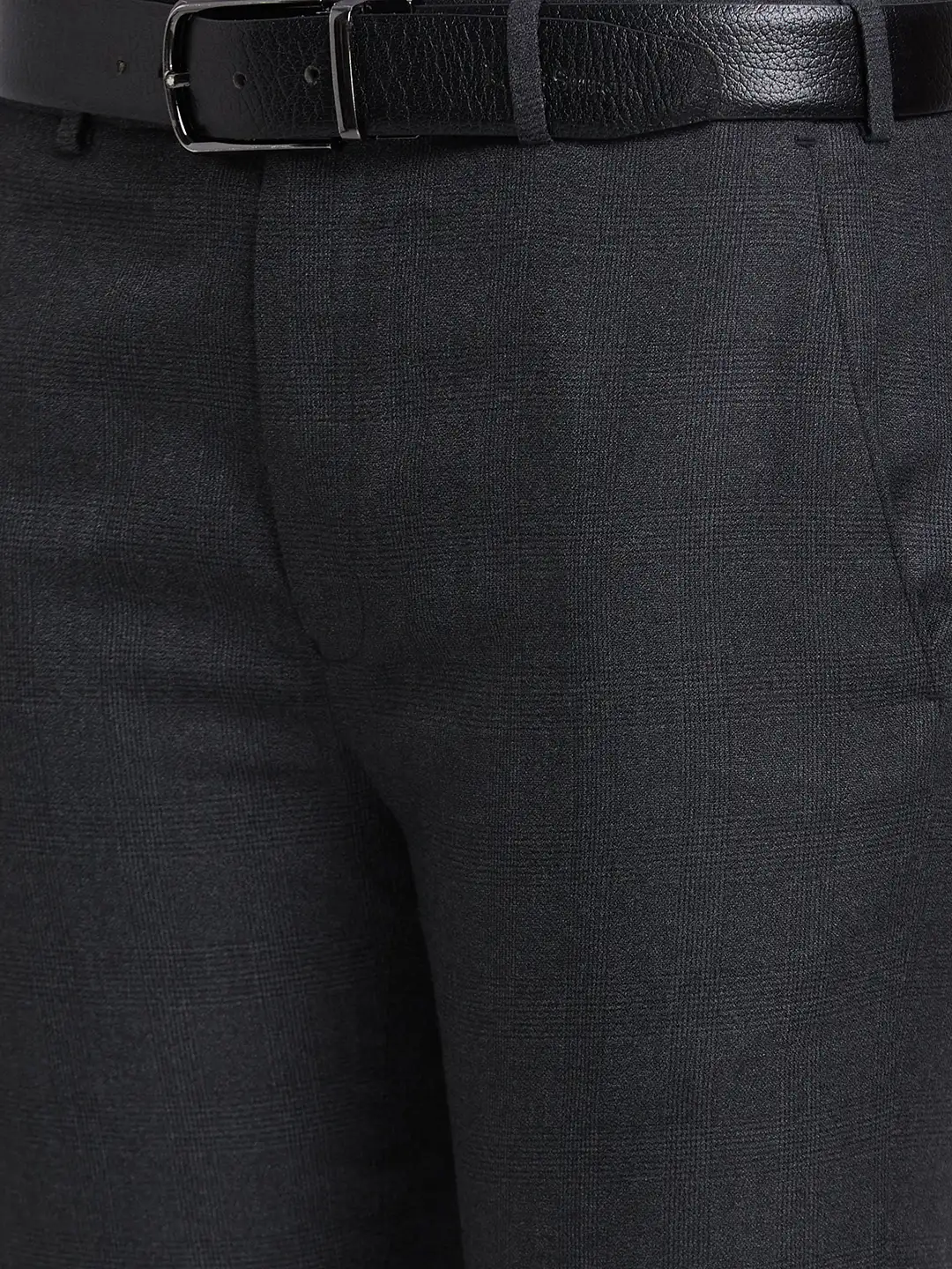 Men Grey Super Slim Fit Checks Polyester Blend Trouser - Image 6