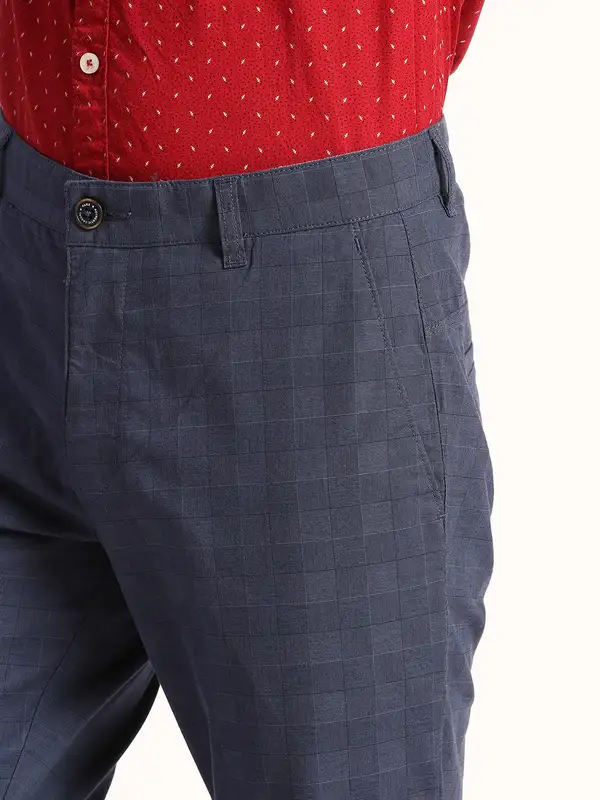 Men Grey Super Slim Fit Print Cotton Blend Trouser - Image 6