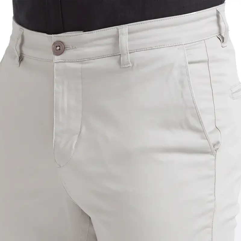 Men Grey Super Slim Fit Solid Cotton Blend Trouser - Image 6