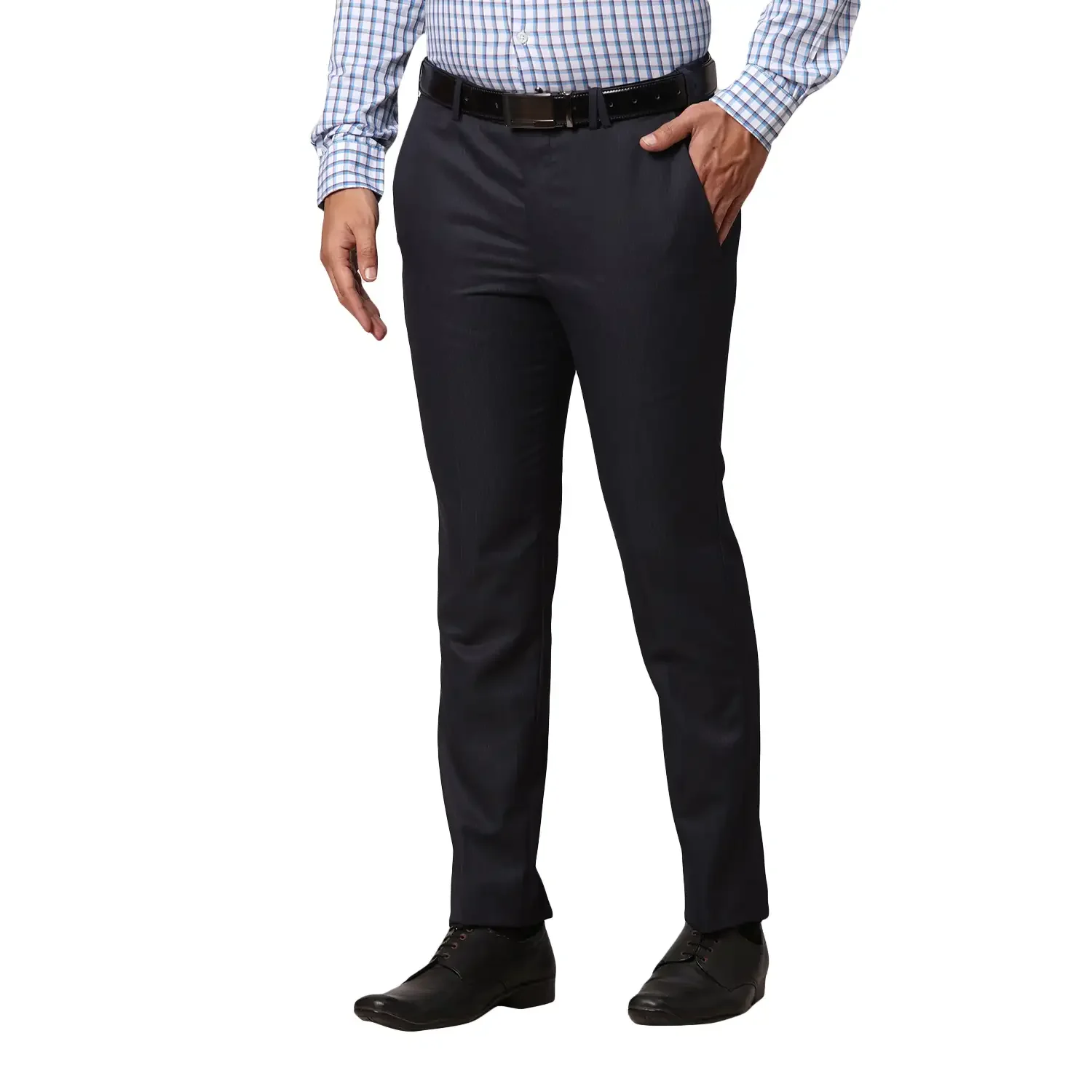 Men Grey Super Slim Fit Stripe Polyester Blend Trouser - Image 3