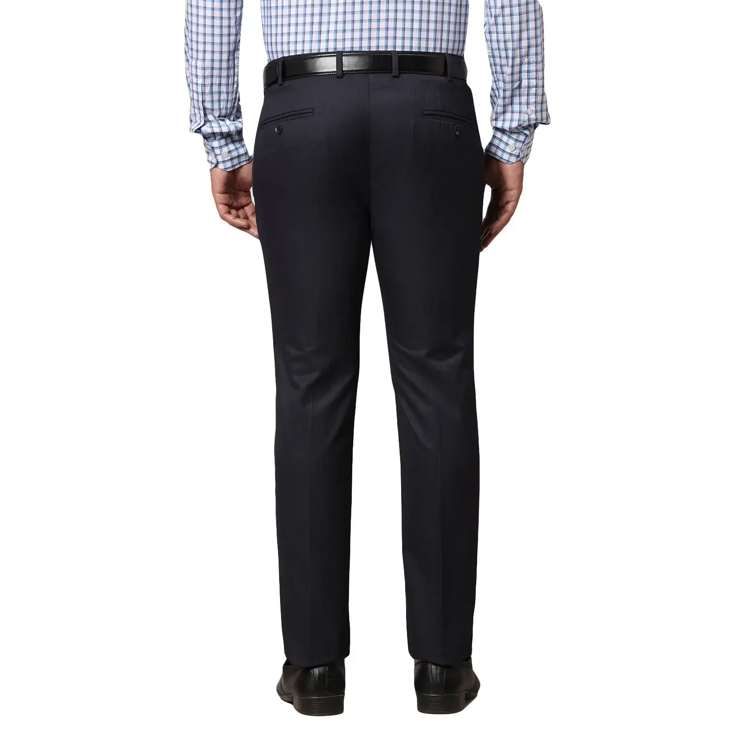 Men Grey Super Slim Fit Stripe Polyester Blend Trouser - Image 4