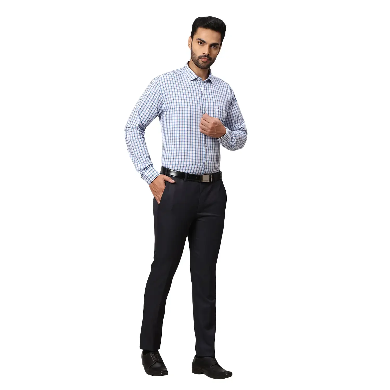 Men Grey Super Slim Fit Stripe Polyester Blend Trouser - Image 5