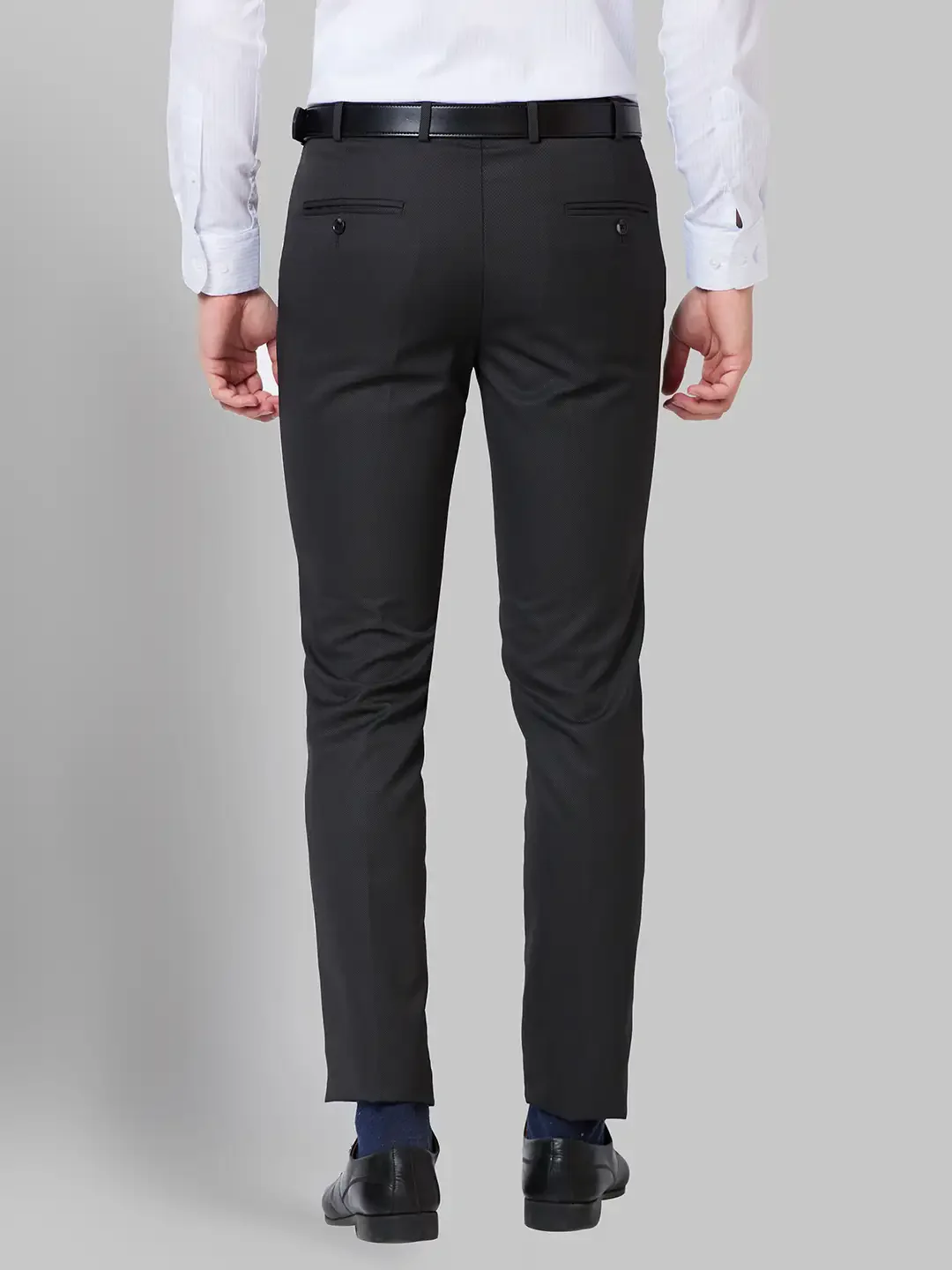 Men Grey Super Slim Fit Structure Polyester Blend Trouser - Image 4