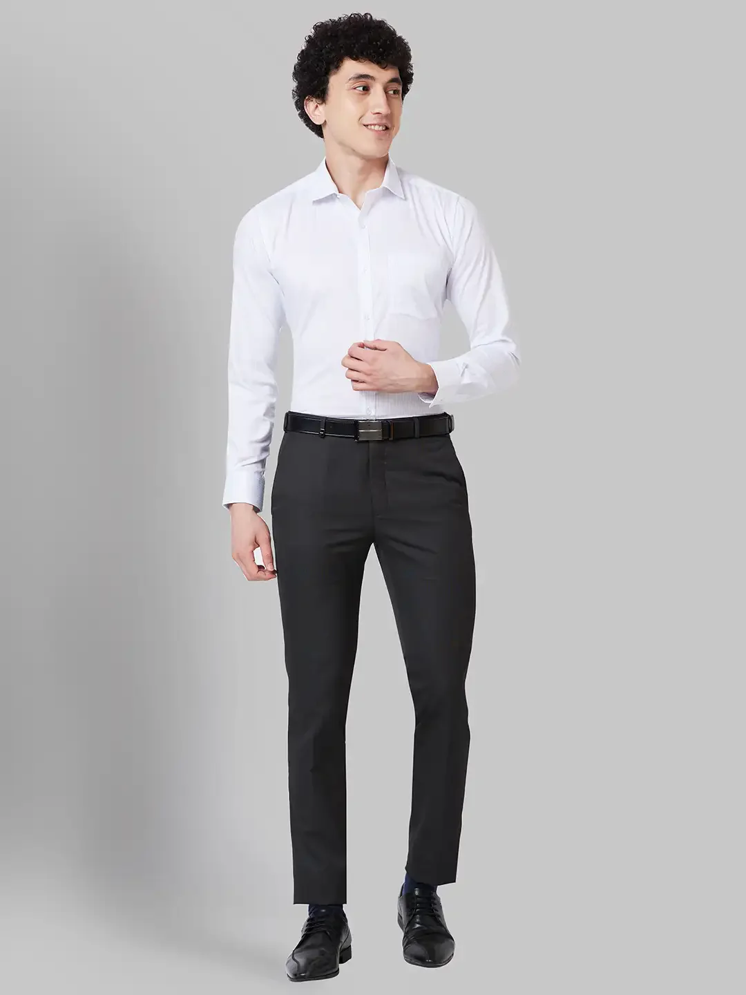 Men Grey Super Slim Fit Structure Polyester Blend Trouser - Image 5