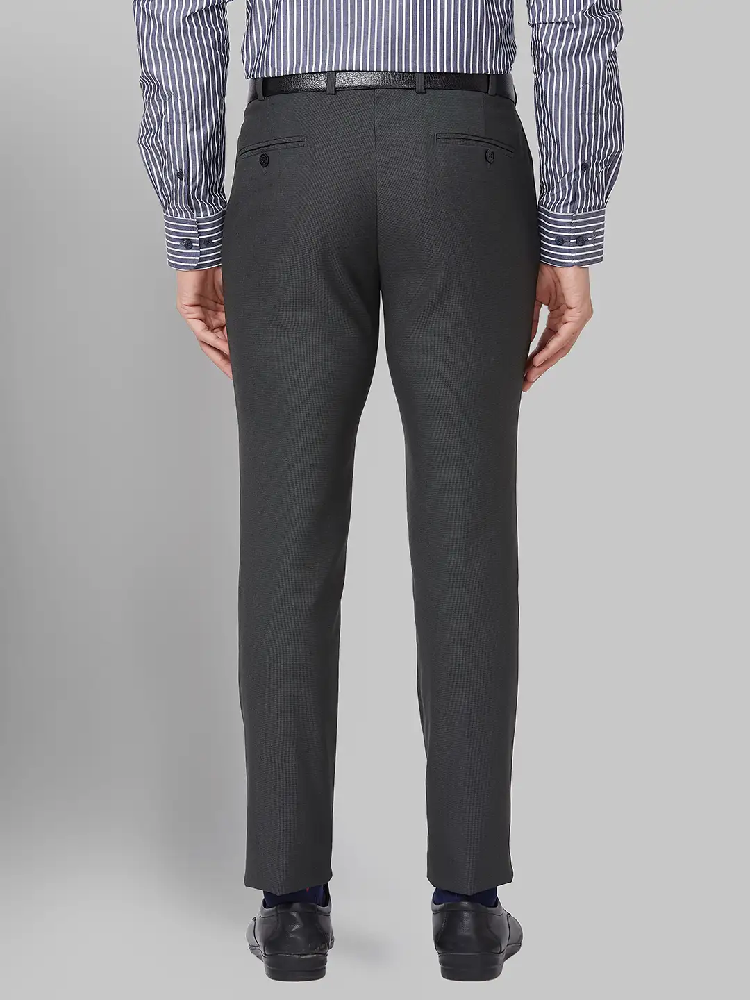 Men Grey Super Slim Fit Structure Polyester Blend Trouser - Image 4