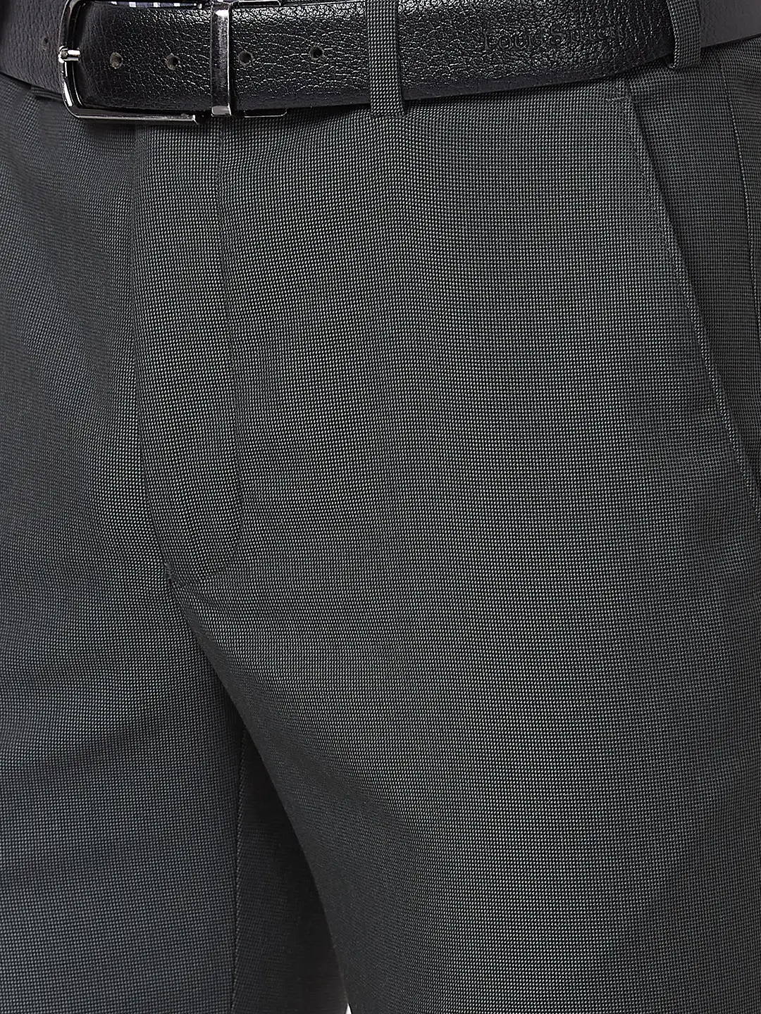 Men Grey Super Slim Fit Structure Polyester Blend Trouser - Image 6