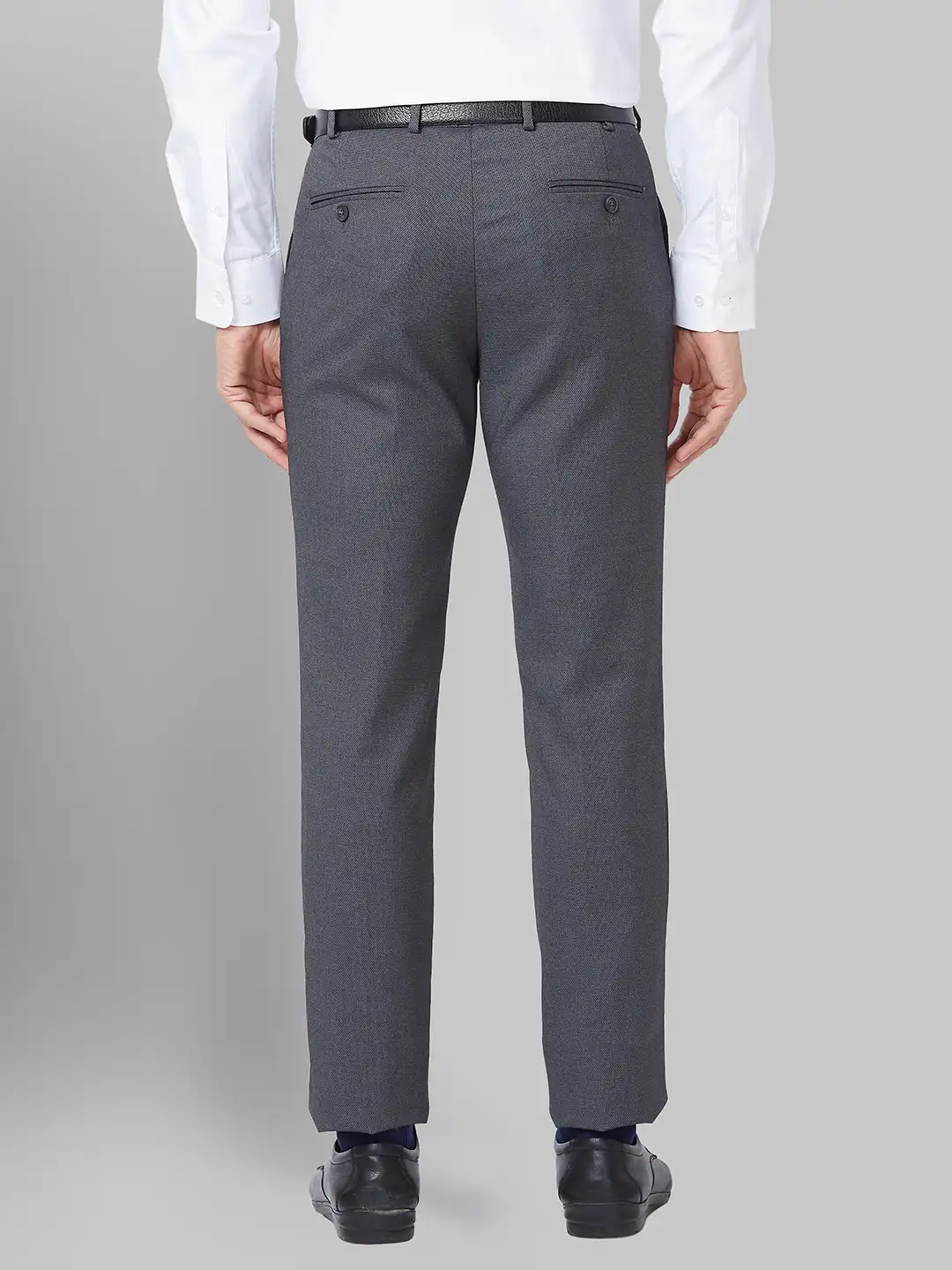 Men Grey Super Slim Fit Structure Polyester Blend Trouser - Image 5