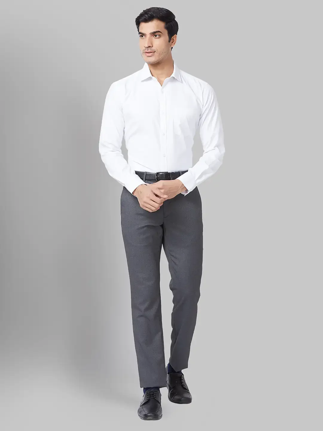 Men Grey Super Slim Fit Structure Polyester Blend Trouser - Image 6