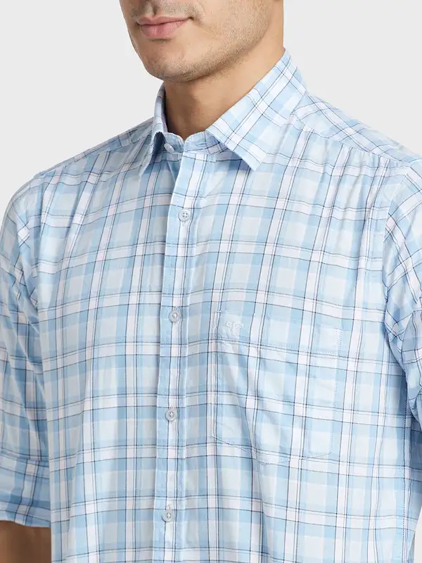 Men Grey Tailored Fit Checks Cotton Full Sleeve Shirts - Image 6