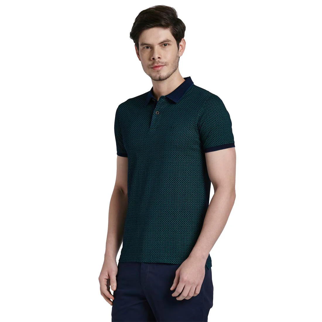 Men Indigo Slim Fit Print Cotton Half Sleeve T-Shirt - Image 3
