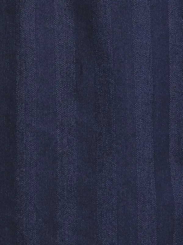 Men Indigo Tailored Fit Stripe Cotton Full Sleeve Shirts - Image 7