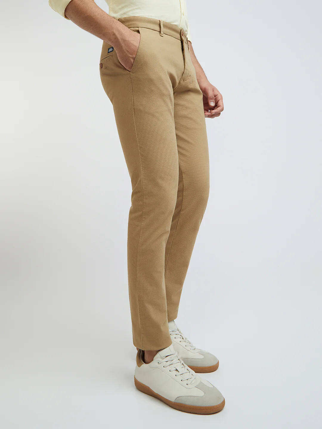 Men Khaki Lrt Fit Piece Dyed Cotton Blend Trouser - Image 2