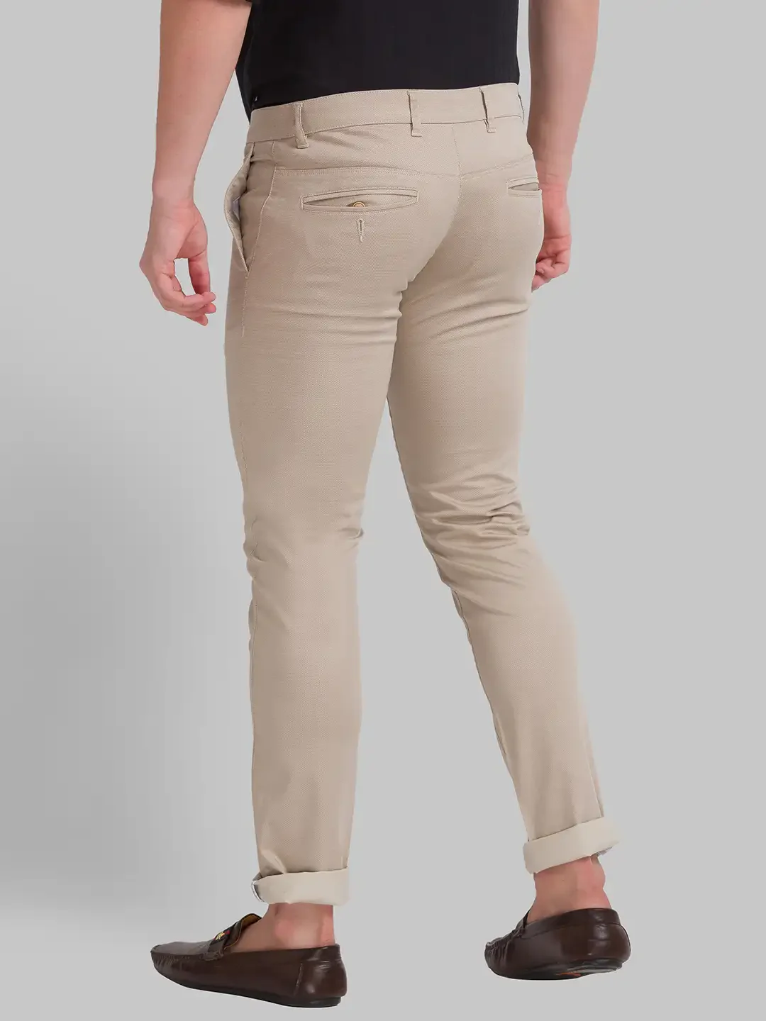 Men Khaki Lrt Fit Print Cotton Blend Trouser - Image 4