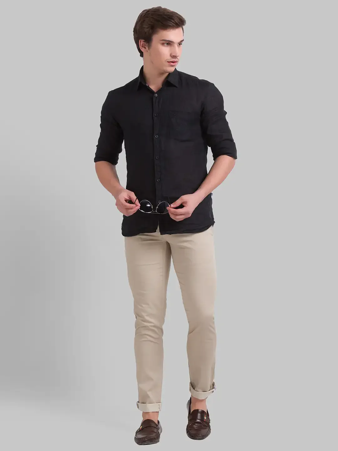 Men Khaki Lrt Fit Print Cotton Blend Trouser - Image 5