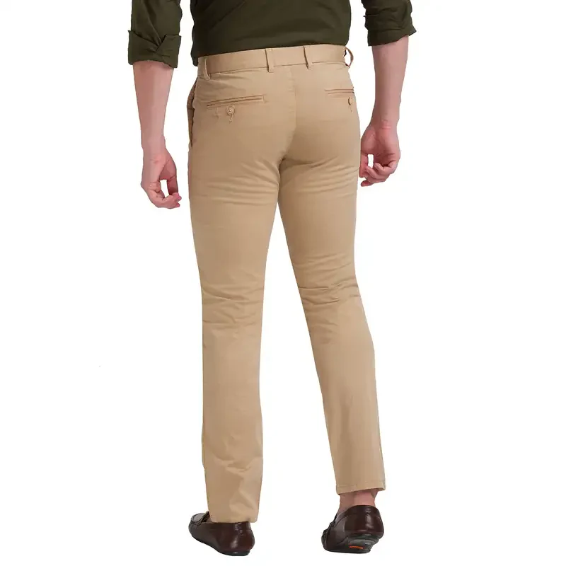 Men Khaki Lrt Fit Rfd Overdyed Cotton Blend Trouser - Image 3